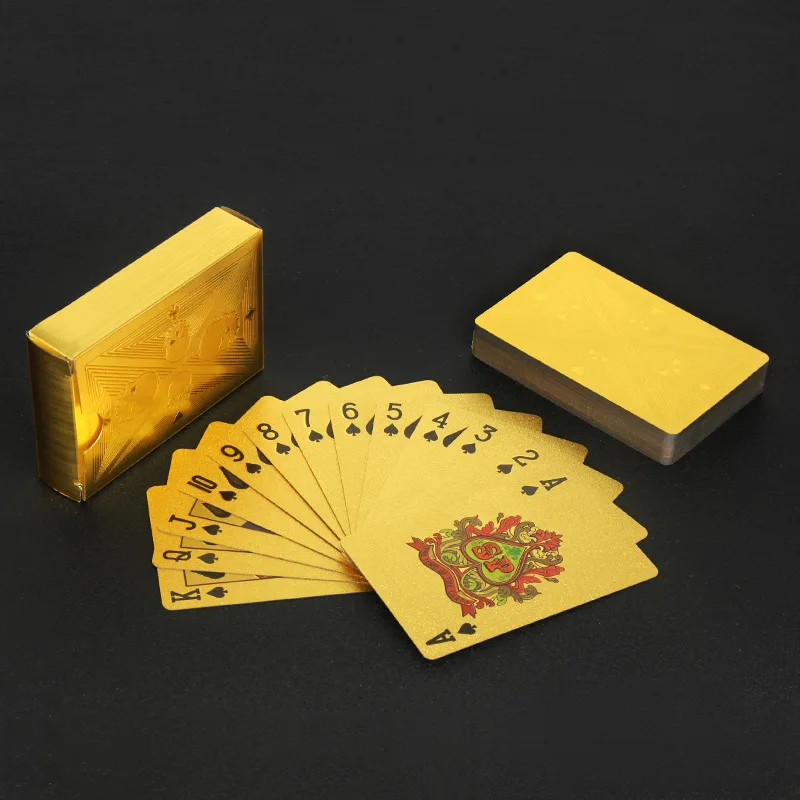 Party Games Engagement - Gold Foil Skull Poker Cards Waterproof