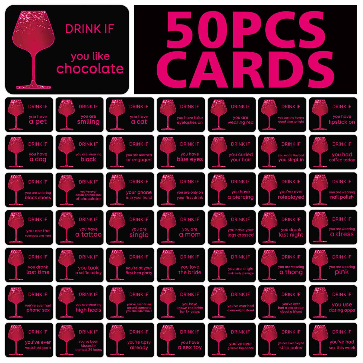 Party Games Bridal Shower - 50pcs Bachelorette Party Drink If Game